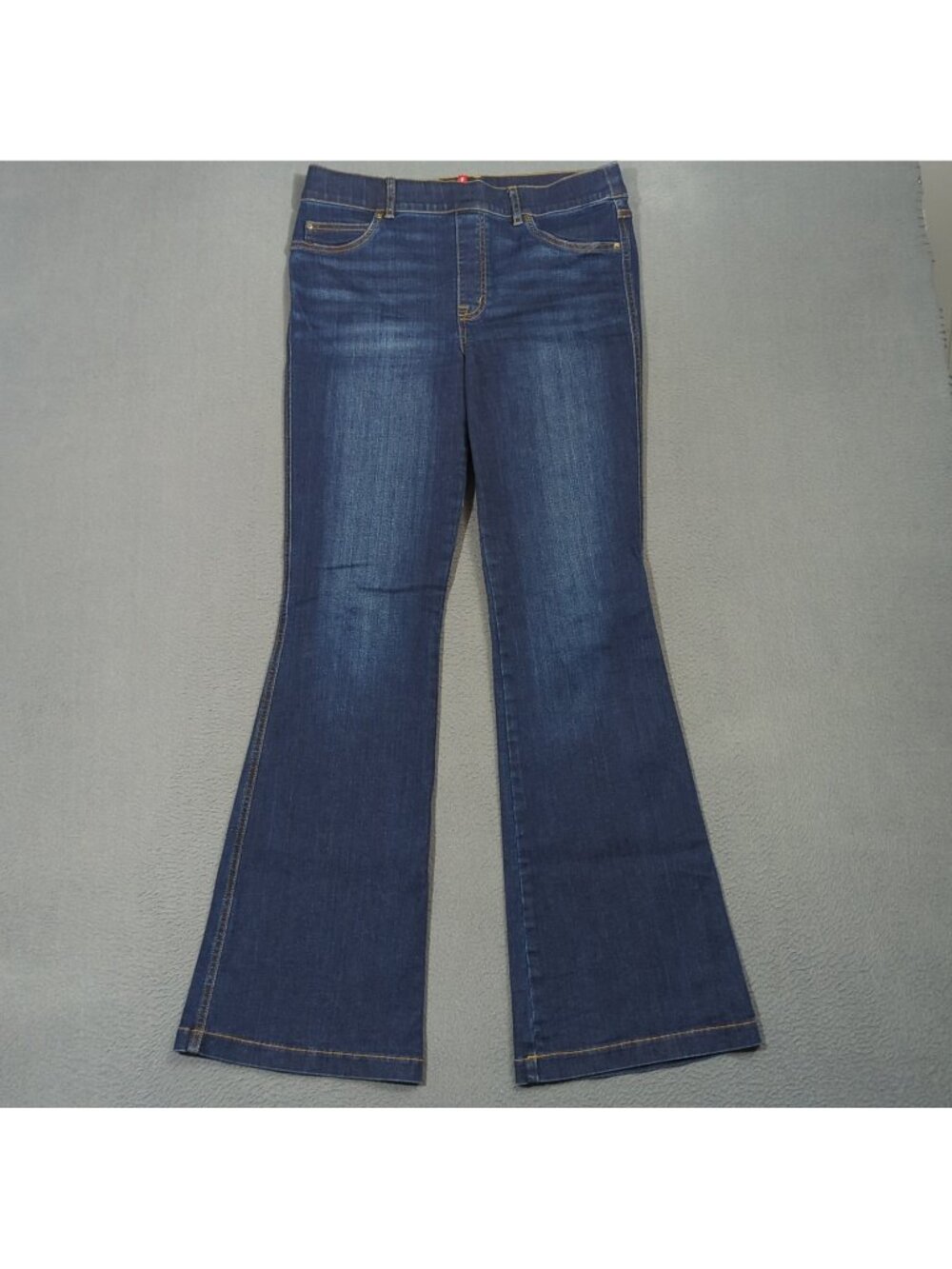 Spanx Jeans Women's L Blue Every Wear High Rise Pull On Flare Denim